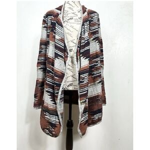 Lucky Brand Open Front Drape Cardigan Sweater Longline Womens Small